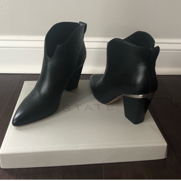 1. State Black Leather Ankle Booties size 7.5 - Picture 2 of 7